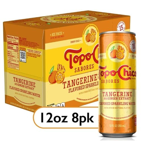 Topo Chico Sabores • Tangerine Ginger 12 oz 8 Pk
