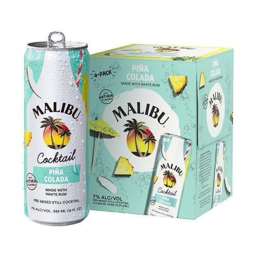 Malibu Cocktails Pina Colada 4pk-12oz