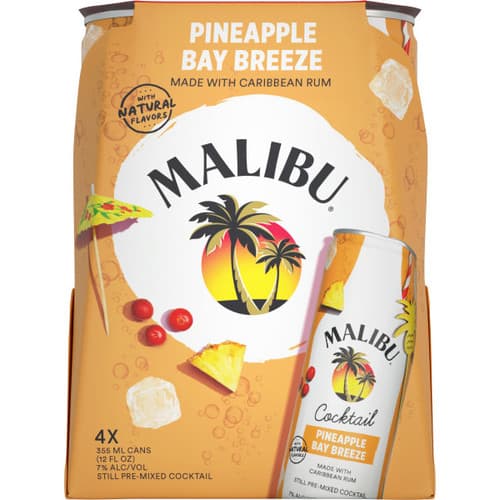 Malibu Cocktails Pineapple Breeze Cans 4pk-12oz
