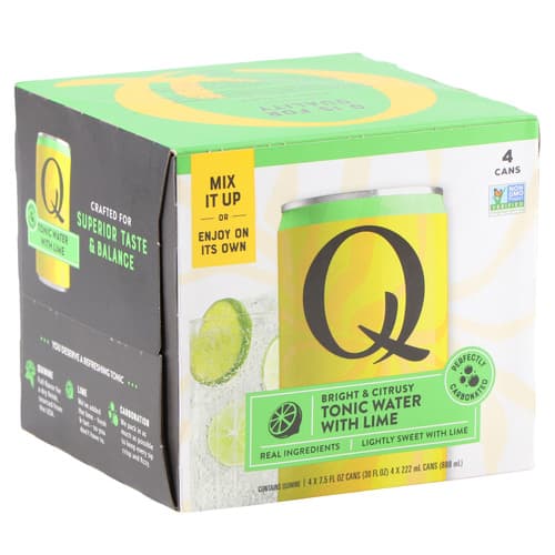 Q Drinks • Tonic Water With Lime 7.5oz 4 Pack